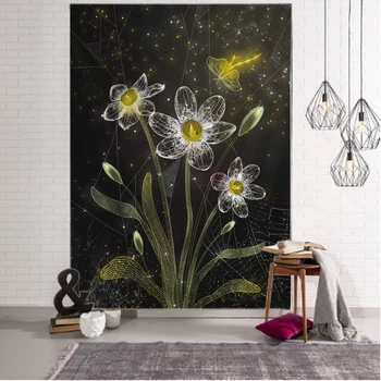 Frumos Fluture Flori Tapiserie Art Pătură Perdele Agățat la Domiciliu Dormitor Living Room Decor