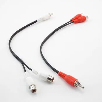 1 2 Mod Y Splitter Cablu RCA Mascul la 2 Femele Conector Audio Adaptoarele Cablul de Sârmă 0.25 Metru
