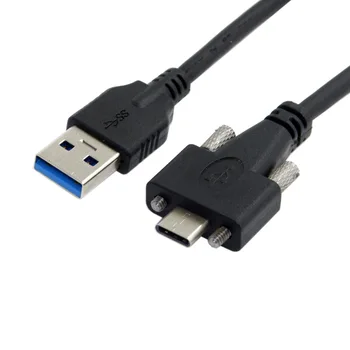 Jimier USB 3.1 Tip-C cu Dublă Blocare cu Șurub Standard USB3.0 Cablu de Date 1.2 m, cu Montare pe Panou Tip