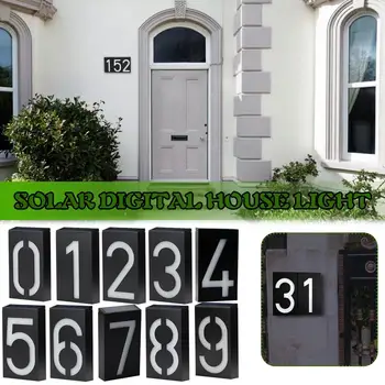 Dus Solar Numărul Casei 0-9 Numărul De Înmatriculare Lumina Doorplate Lampă De Perete Clădirii Curte Adresa De Grădină În Aer Liber Ușa Placa Semn Amortit D7a0