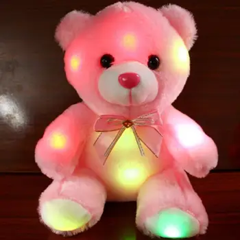 Lumina Cadou de Pluș Jucărie de Pluș Umplute de Animale 20cm Luminos Jucării cu LED-uri Colorate Stralucitoare Păpușă Ursuleț de pluș pentru Copii de Craciun Pentru Copii