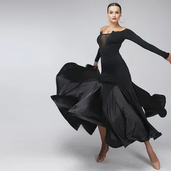 sexy negru Standard de bal rochie de bal concurs de dans rochii de standard vals de bal rochii de flamenco rochii tango