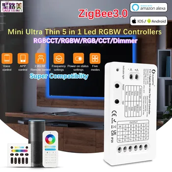Smart ZigBee 3.0 Mini Ultra Subțire 5 in 1 cu Led RGBW DC5-24V Compatibil cu Tuya APP Amazon Voce 2.4 G RF Control de la Distanță