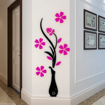 Acril 3D tridimensional de autocolante de perete decor acasă pridvor vaza de perete autocolante