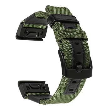 26mm Reale Nylon + Piele Watchband pentru Garmin Fenix 5X / 3 / 3 ORE Quick Easy Fit Ceas Bandă de Oțel Inoxidabil Incuietoare Curea de mână