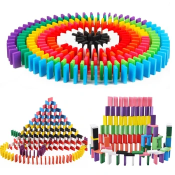 120Pcs/Set Culoare Domino Blocuri Puzzle Jucarii din Lemn Pentru Copiii Montessori Timpurie de Învățare Joc de Domino Jucarii Educative Cadou