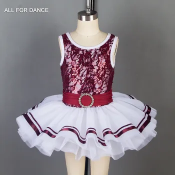 Noile costume de dans copil balet tutu visiniu paiete corsetul de dantela balet tutu fată dans în costum copil tutu