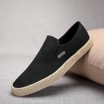 Negru de Înaltă Calitate Mens Casual Mocasini Respirabil Solidă Slip on Mens Pantofi de Panza Moale de Jos Adidași Bărbați Mens Adidasi