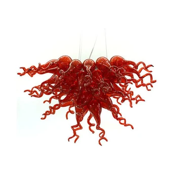 Artistic Candelabru din Sticlă de Murano Pandantiv cu LED-uri Lămpi de Culoare Roșie Mână cu sufletul la gură Candelabre de Cristal pentru Living 32 de 20 de Inci