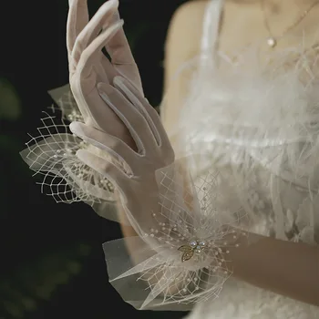 New Sosire Mireasa degete de fildeș mănușă Gants de femmes mănuși de nunta pentru mireasa Gants de femmes mănuși de Nunta transparent