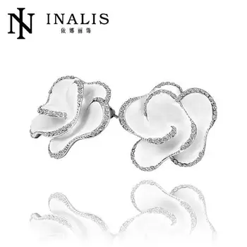 INALIS natural lapis lazuli stud cercei flori delicate de culoare de argint cercei pentru femei bijuterii E583