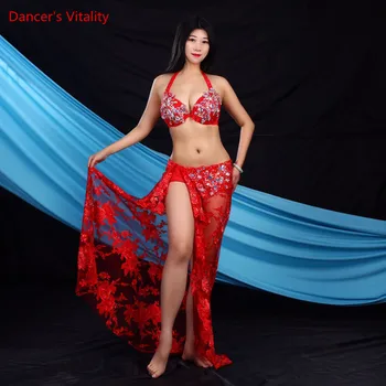 Belly Dance Copil de sex Feminin Adult Temperament Stras Sutien Costum de Performanță Haine High-end Personalizate Concurs Fusta Lunga