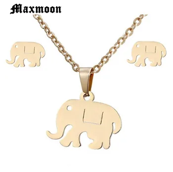 Maxmoon Brand Hallow Drăguț Elefanți de Moda din Oțel Inoxidabil Seturi de Bijuterii pentru Femei Coliere Cercei Seturi