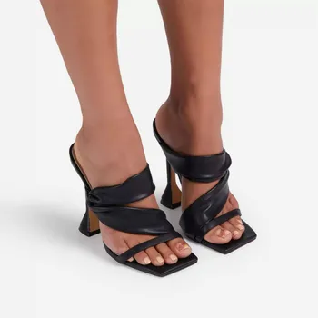 Femei Pantofi De Partid Vara Tocuri Inalte Pește De Mari Dimensiuni Gura De Modă Plisate Aur Solid Stiletto Doamnelor Sandale Zapatos De Mujer