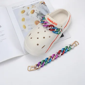 Single Vânzarea Lanțului De Crocodil Pantofi Farmece De Aur A Crescut Diamond-Montat Accesorii Jibz Pentru Croc Rotițe Decoratiuni De Pantofi Femei Cadouri Pentru Copii