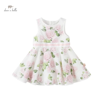 DB17417 dave bella vară fată copil drăguț rochie de imprimare florale copii de moda rochie de petrecere copii sugari lolita haine