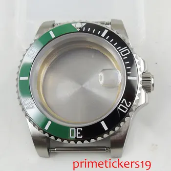 Verde negru bezel ceramica 40mm safir de sticlă ceasul caz 316L din oțel inoxidabil se potrivesc Miyota 8215 ETA 2836 mișcare