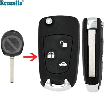 Modificat de Pliere flip Key Remote Shell caz acoperire fob 3 Buton Pentru Ford Fiesta netăiat HU101 lama