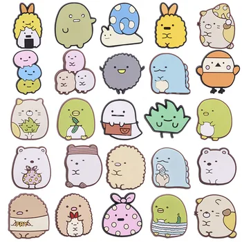 25PCS PVC de Desene animate Drăguț Pantofi Farmece Kawaii Japonia Anime Urs Melci Pui Onigiri Iarba Pisica Silicon Croc Papuci de casă Accesorii 
