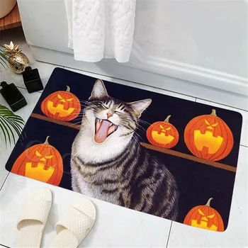 CLOOCL Halloween Ușa Rogojini Căscat Cat Pumkins Imprimate 3D Amuzant Festivalul de Petrecere Accesorii Textile Acasă