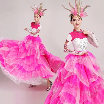 Nouă Adulți de sex Feminin Maneca Lunga Leagăn Mare Rochie Eleganta Pentru Flamenco Performanță Etapă Sequin Îmbrăcăminte de Bal Imbracaminte VO1061