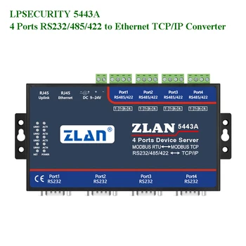 LPSECURITY ZLAN5443A 4 porturi RS232/RS485/RS422 pentru TCP/IP ethernet converter modbus RTU gateway multihost dispozitiv serial server