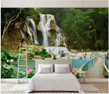 WDBH foto Personalizate 3d wallpaper cascada de Munte pitoresc pod de lemn de fundal living home decor tapet pentru pereți 3 d