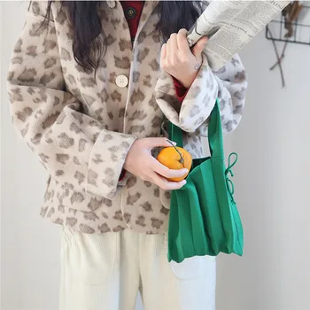 Femei Geantă De Mână De Tricotat Din Lana Cutat Saci De Cordon Pungi De Cumpărături Fete De Cauzalitate Țese Sac De Mână Coreeană Japoneză Chic Mici Totes