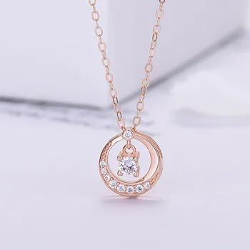 Noi Argint 925 Trendy Luna Pandant Colier De Diamante Ins Coreean Coliere Pentru Femei Clavicula Lanț De Bijuterii De Lux