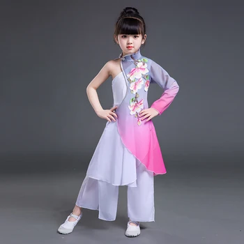 Copii dans clasic, costume de stil nou fete elegante fan Chinez spectacol de dans îmbrăcăminte hmong haine