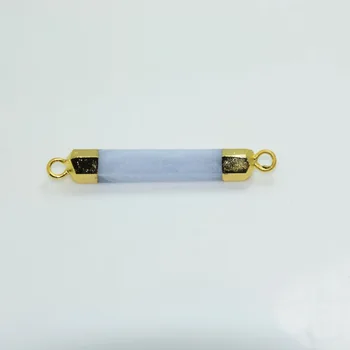 Mic Albastru Calcedonie conector femei Fatetate de piatra naturala azurlite pandantiv cristal de cuarț conector pentru colier cadou 2018