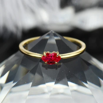 Design Original S925 argint rubin rosu de forma de buze de aur-inel placat cu deschiderea de a participa la banchetul de nunta bijuterii de lux