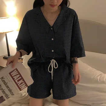 Print Carouri Vara Set De Pijama Femei Vintage Tricouri + Pantaloni Scurți Set De Două Piese De Origine Costum Harajuku Sleepwear Haine De Acasă Streetwear