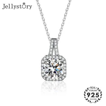 Jellystory de lux reale 925 de bijuterii de argint colier cu 2 carate D culoare Moissanites pentru femei, nunta petrecere de logodnă