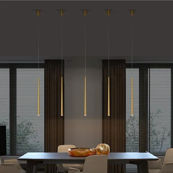 Nordic Cupru Dormitor Candelabru de Aur Negru Led Sufragerie Lampa Living Modern Fundal Perete Lung de Linie Decor Acasă Lumina