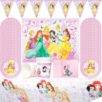 1Set Disney Princess Tema Tacamuri de unica folosinta Placa de Pavilion Șervețel Set pentru Fete Pentru Petrecere Copil de Dus Decor Consumabile
