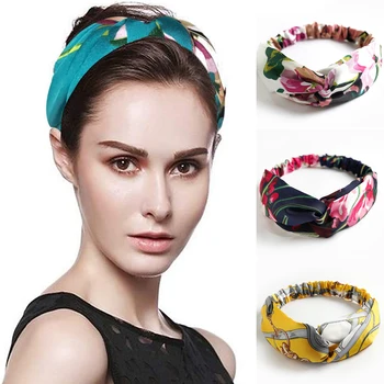 Moda Flori Hairband pentru Femei Fata de Cruce Înnodate Bentita Sporturi de Vara de Funcționare Hairband Elastic de Par Accesorii en-Gros