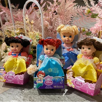 Disney Pretinde Joc Albă ca Zăpada, Ariel Cenusareasa Bell Princess Baby Confort Papusa cu Coroana Sticla Păpușă Jucărie Cadouri pentru Copii