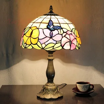 Tiffany rose garden noptiera reglaj lampă de masă dormitor studiu Bar Cafenea iluminat decorativ