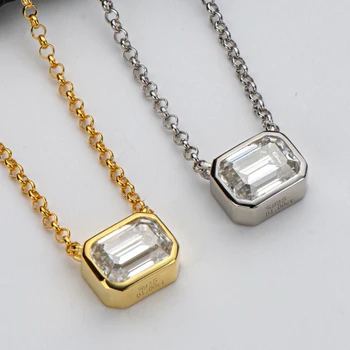 Anziw 5x6.5mm Smarald Tăiat D Culoare Moissanite Diamond Pandantiv Colier pentru Femei 925 de Argint Aniversare Cadouri, Bijuterii en-Gros