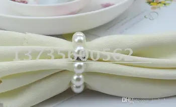 Vanzare ieftine White Pearl Diamond Inele pentru Șervețele Pentru Hotel Banchet de Nuntă Decor de Masă Accesorii Consumabile Partid 100buc Mult