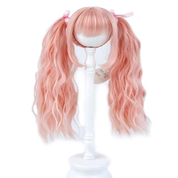 1/4 7-8 inch, părul de păpușă Roz Cozi Lungi pervers cret sintetice arbori, pentru BJD SD papusa peruca accesorii