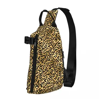 Albastru Și Aur Leopard Saci De Umăr Animal Print Amuzant Piept Geanta Unisex Sport În Aer Liber Sling Bag Telefonul Imprimare Crossbody Genti