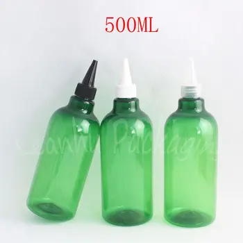 500ML Verde Sticla de Plastic a Subliniat Gura Pac , 500CC Gol Container Cosmetice , Loțiune / Gem Sub-îmbuteliere ( 14 PC/Lot )