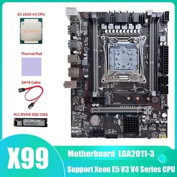 FIERBINTI-Placa de baza X99 despre lga2011-3 Placa de baza Calculator Cu E5 2650 V3 CPU+M. 2 NVME SSD 128G+Pad Termic+Cablu SATA