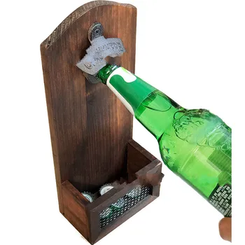 creative cutie de lemn de Epocă Fonta Montat pe Perete Sticla de Bere Deschizator de Bere Agățat de Perete Poate Deschidere cheie pentru Bar