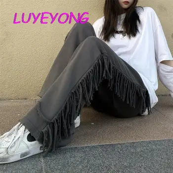 Coreea Moda Haine Doamna Moț Liber Hipster În Aer Liber Talie Elastic Cool Pantaloni Harajuku Femeile Strada Lunga, Pantaloni Largi Picior