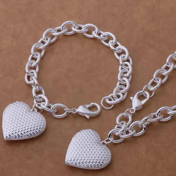 Cadouri de Ziua îndrăgostiților AS385 Vânzare Fierbinte Noroc de Argint de Culoare Moda Bijuterii Seturi Pentru Femei Fată Brățară Colier Brlakisa