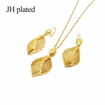 JHplated 2019 Nou Dubai Moda seturi de bijuterii de Aur din Africa de culoare cadouri de nunta petrecere pentru femei Ornament Colier cercei Pandantiv