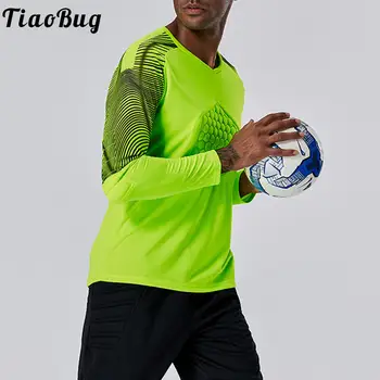 Barbati Dungi cu Maneci Lungi T-shirt Elegant de Protecție Moale Pad Burete de Formare Topuri Respirabil Fotbal Portar de Fotbal Uniforma